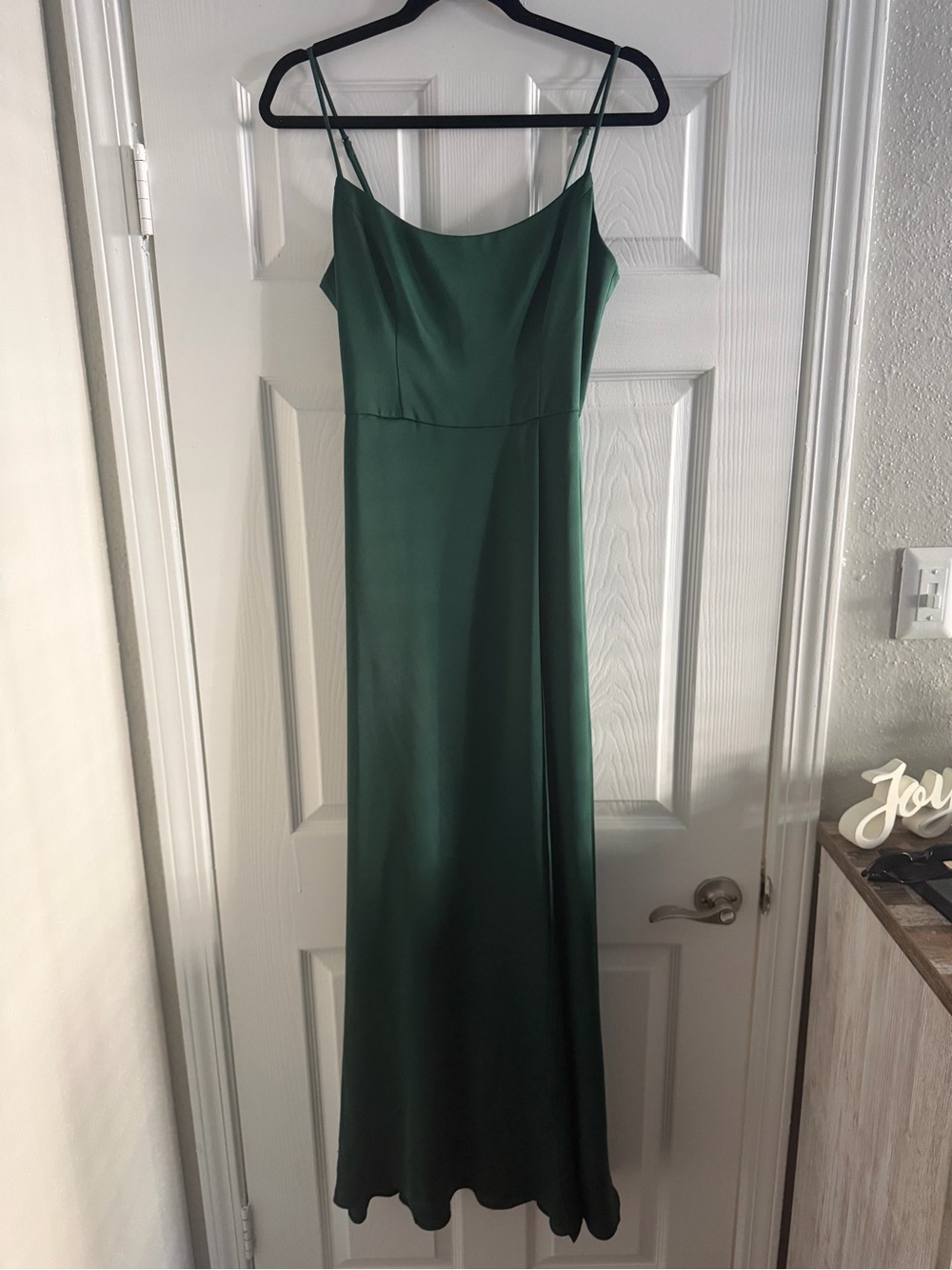 David's Bridal Celebrate Crepe-Back Satin Spaghetti Strap Dress Juniper Size 6